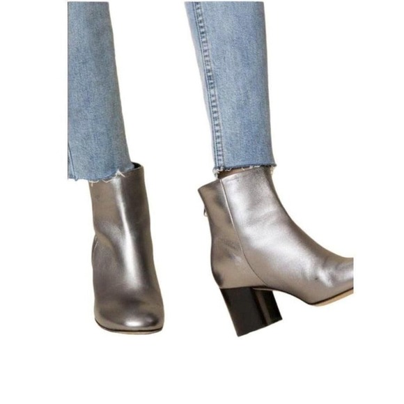 NWT Rag & Bone Drea Gunmetal Metallic Silver Leather Boots EUR 35 US 5 - Picture 2 of 9